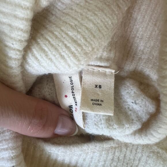 ANTHROPOLOGIE MOTH IVORY COLD SHOULDER TURTLE NECK SWEATER SIZE XS - Picture 5 of 7